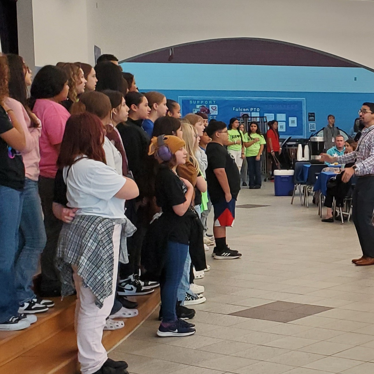 Mr. Gonzales directs the choir.