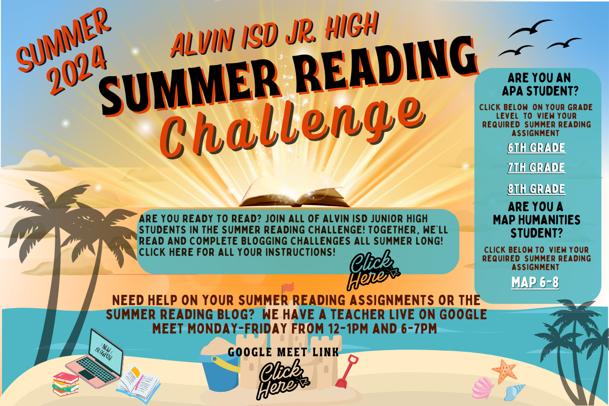Summer Reading Challenges for AISD Students. This is required for all APA, MAP, & Humanities students.