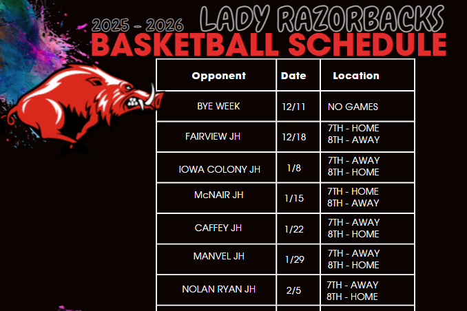 Girls BB Schedule
