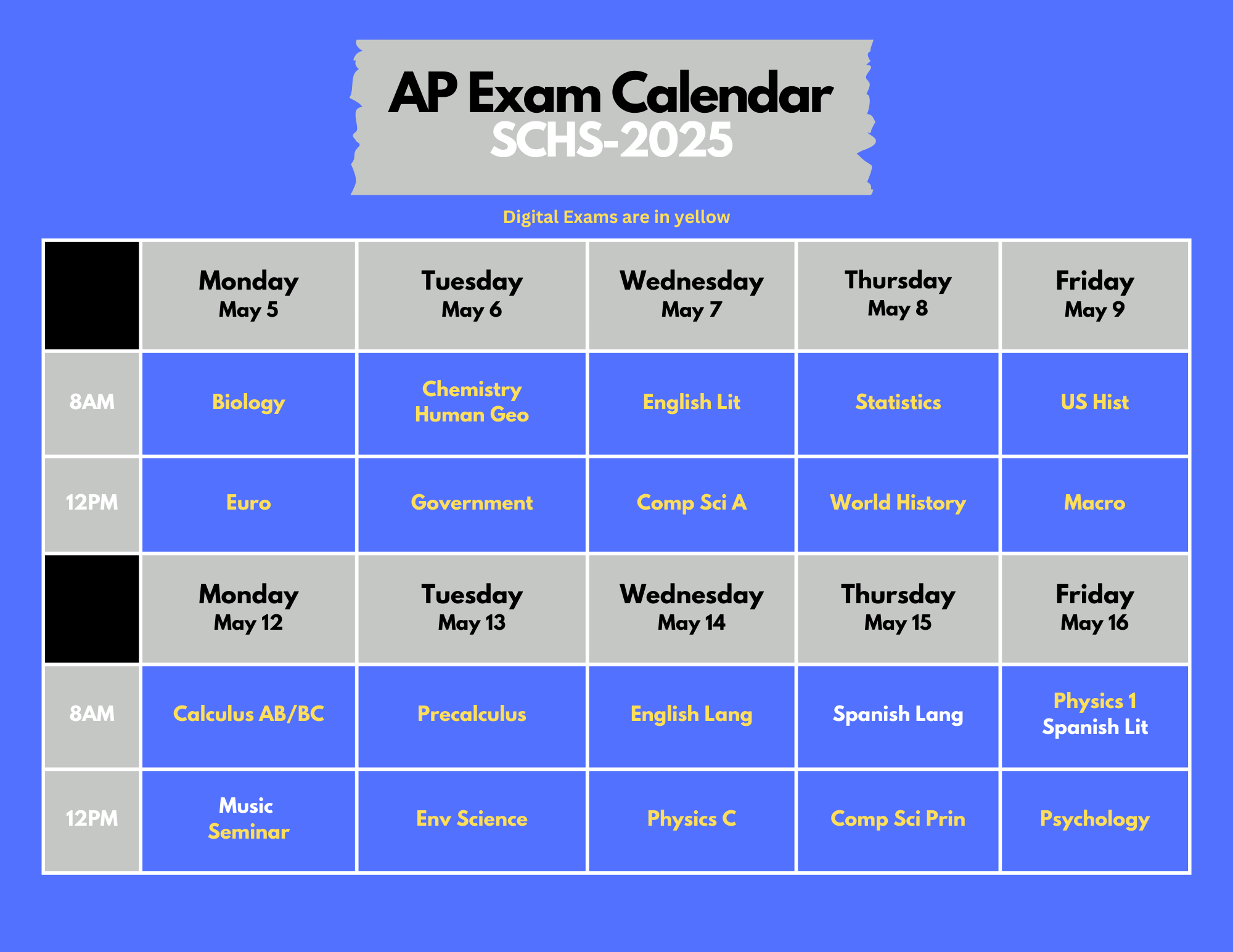 AP Exam Calendar