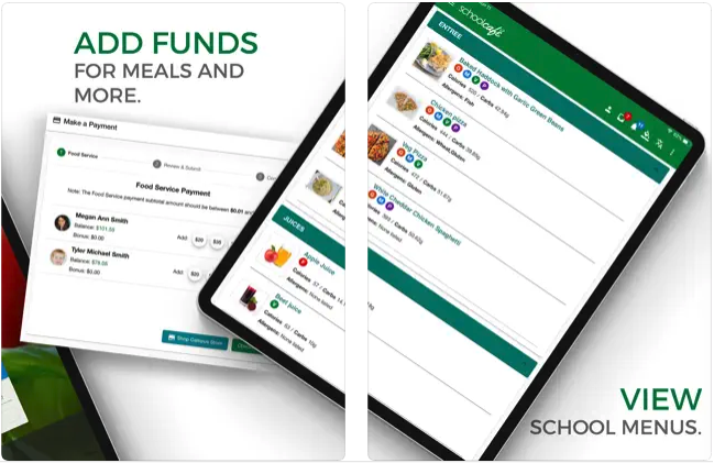 schoolcafe.com - add funds and view school menus online
