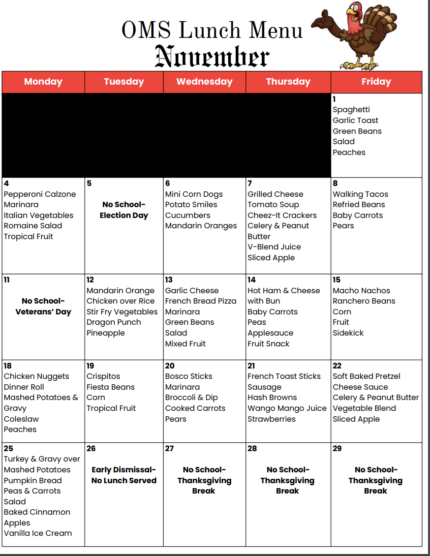 OMS Menu Nov