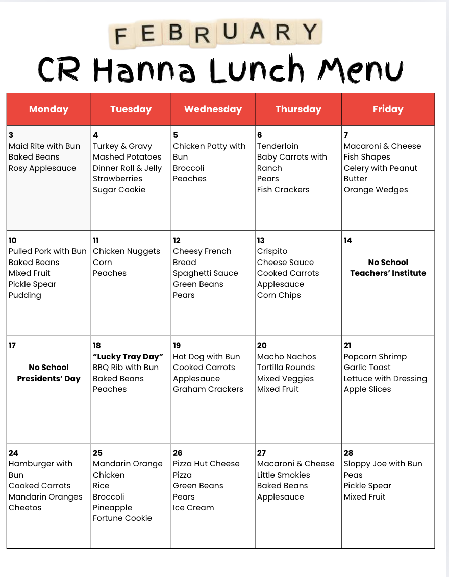 CRH  Menu Feb 2025