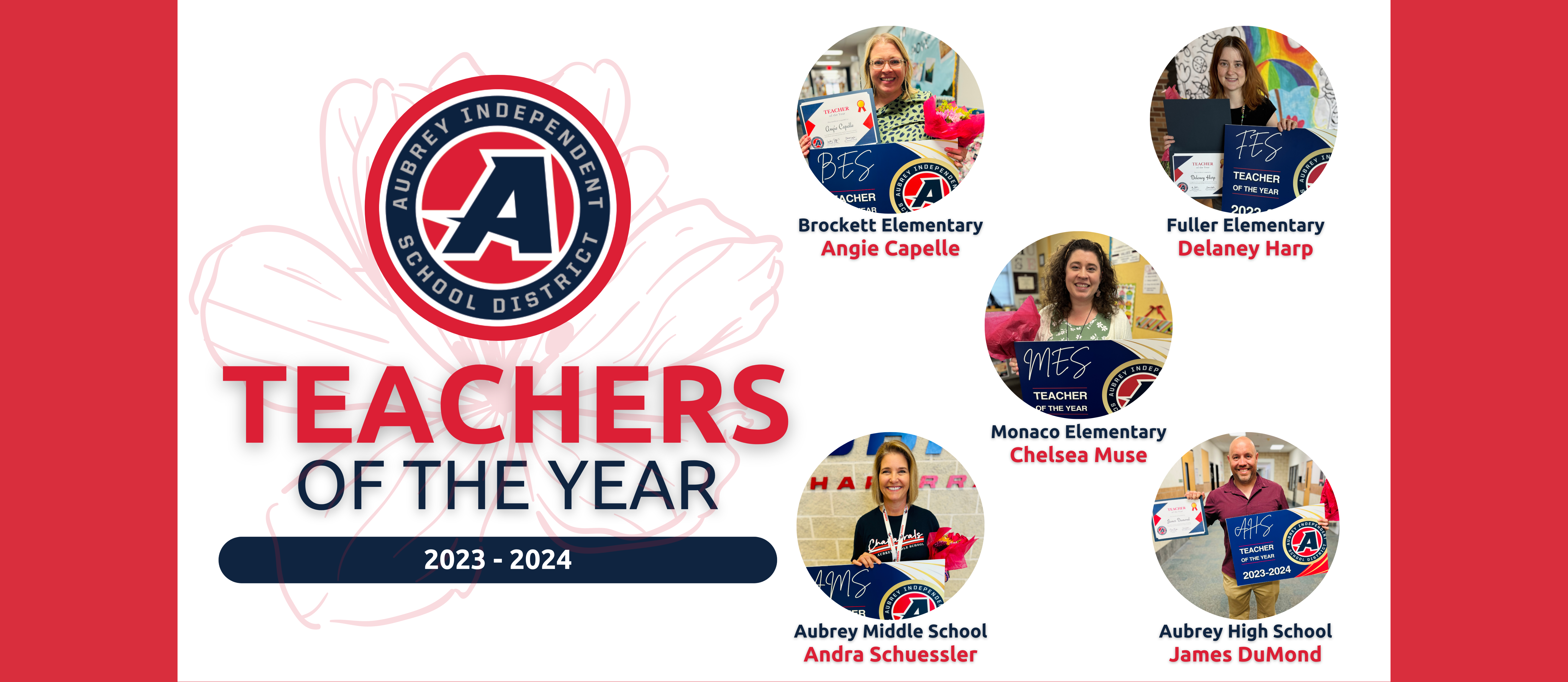 Aubrey ISD 2023-2024 Teachers of the Year photos