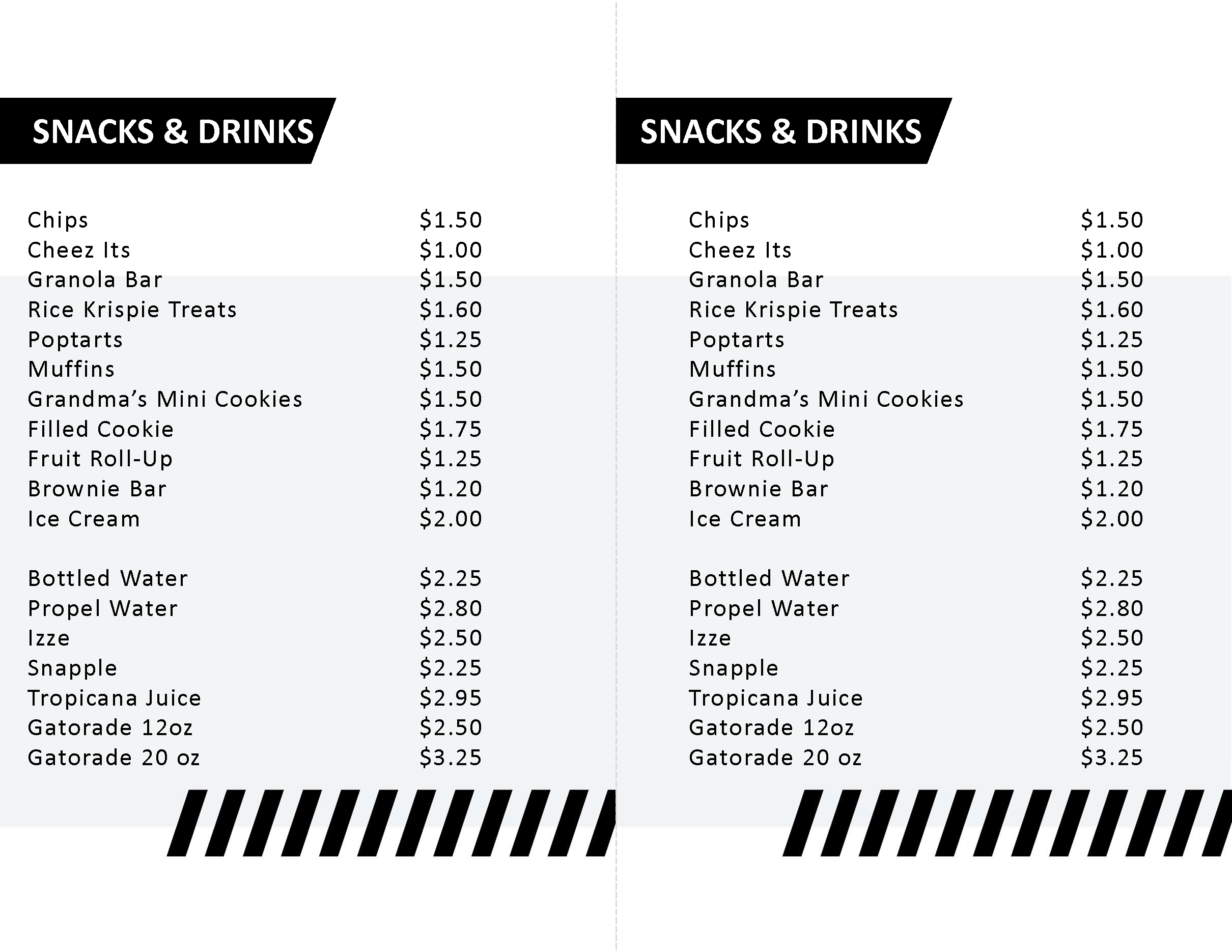 Aubrey ISD 24-25 A la carte menu and pricing