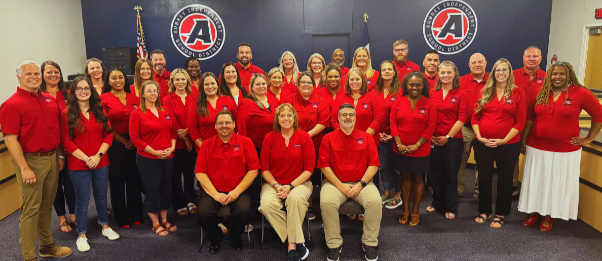 Aubrey ISD Leadership Summit group photo of district leaders