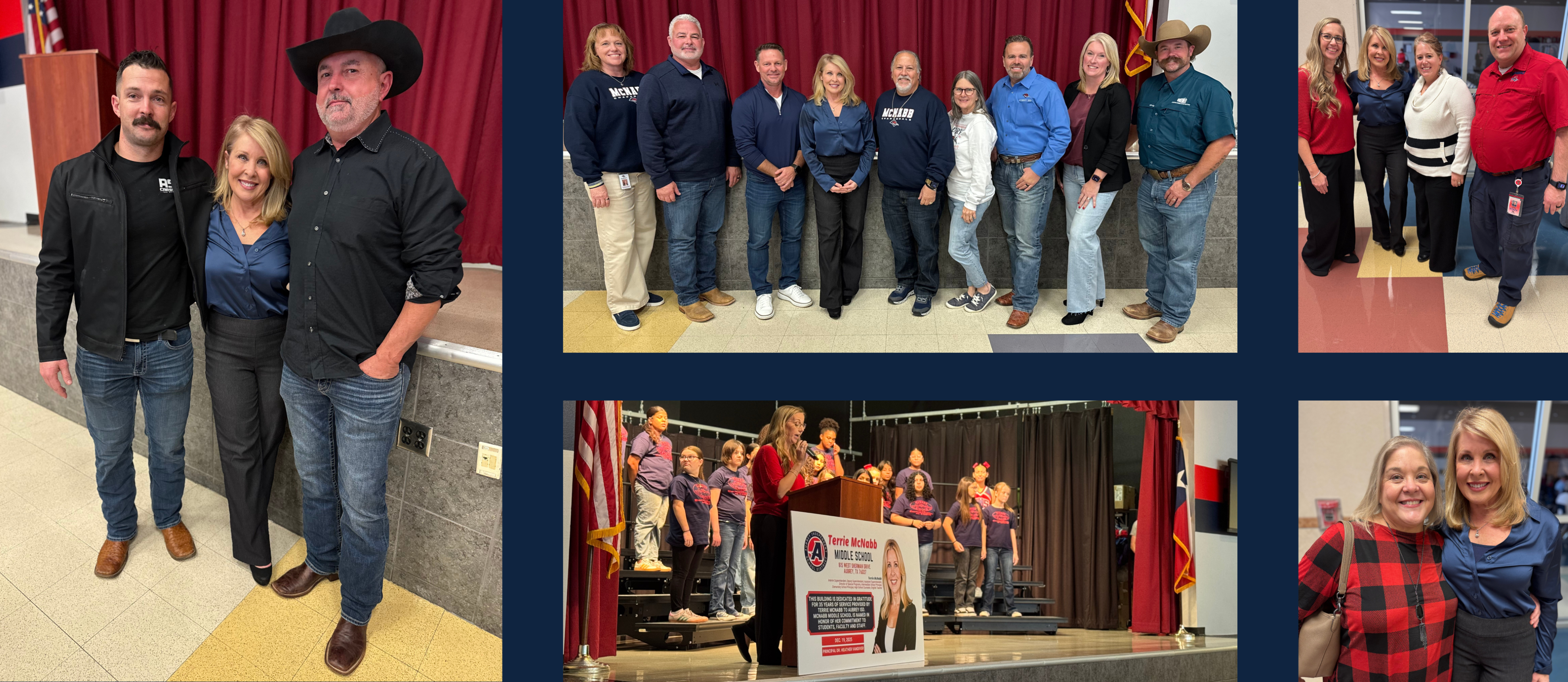 Collage of photos from Terrie McNabb Middle School Dedication Ceremony