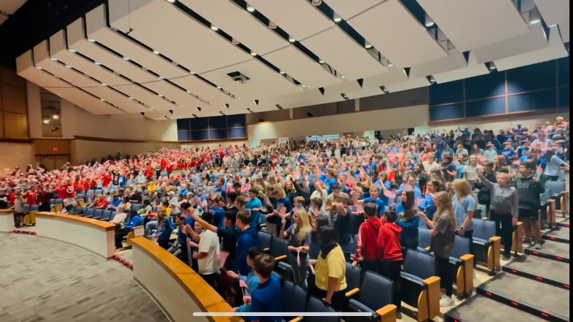 Veterans Day students standing