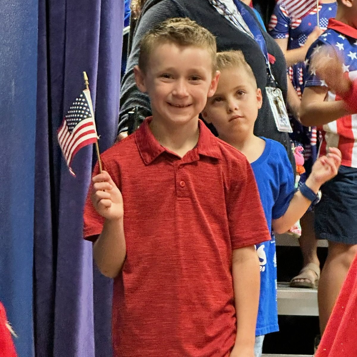 boy with an American flag