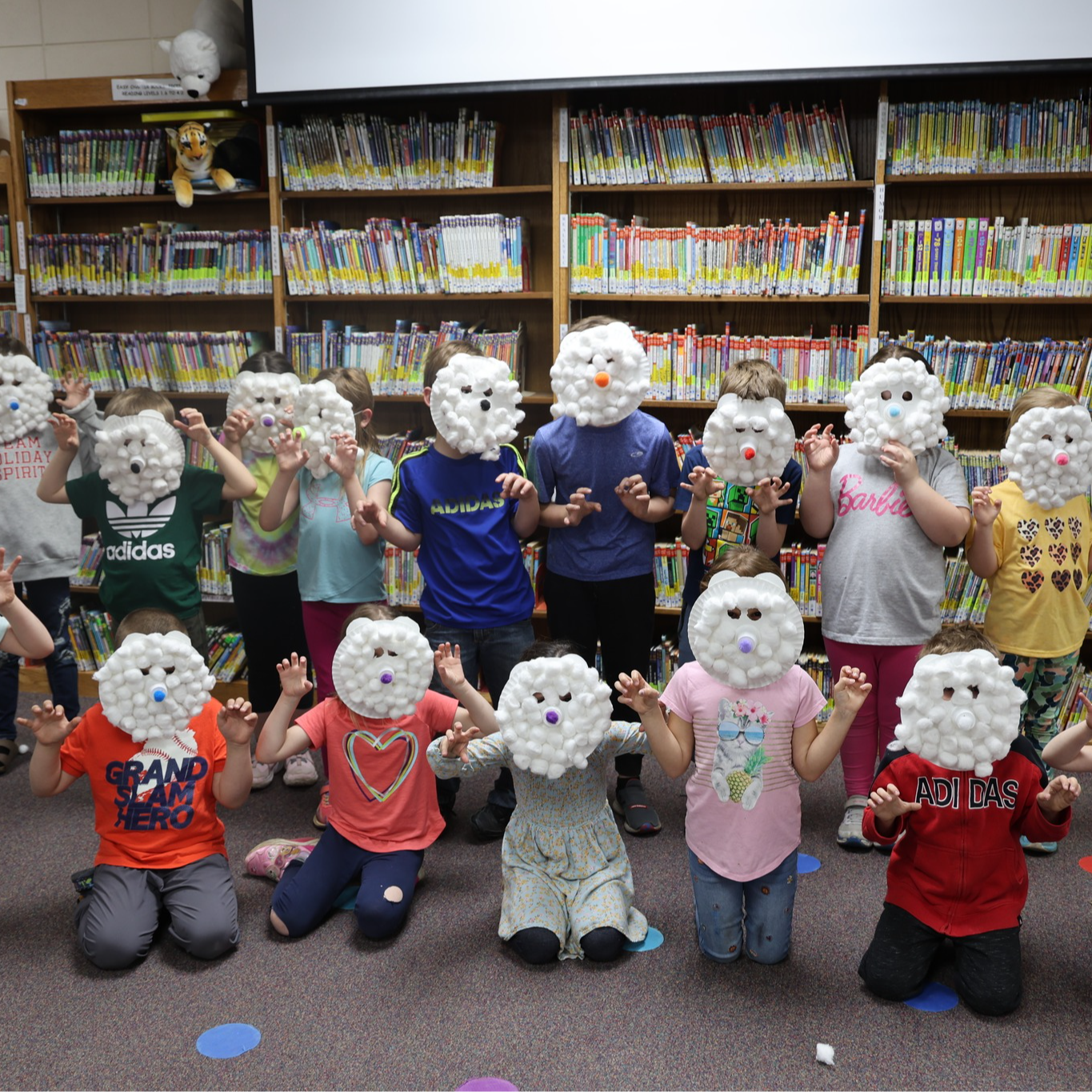 Students with polar bear masks