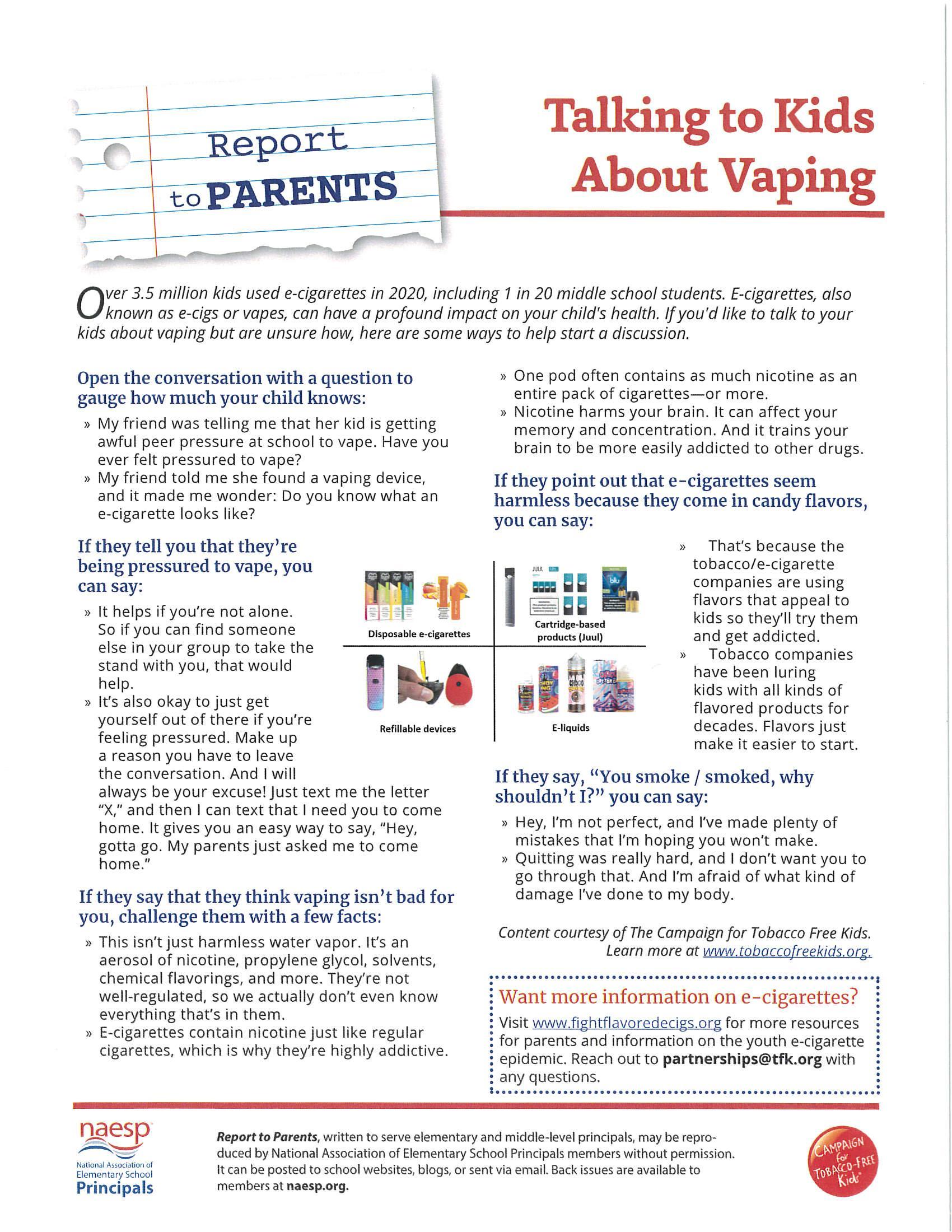 Talking to kids about vaping