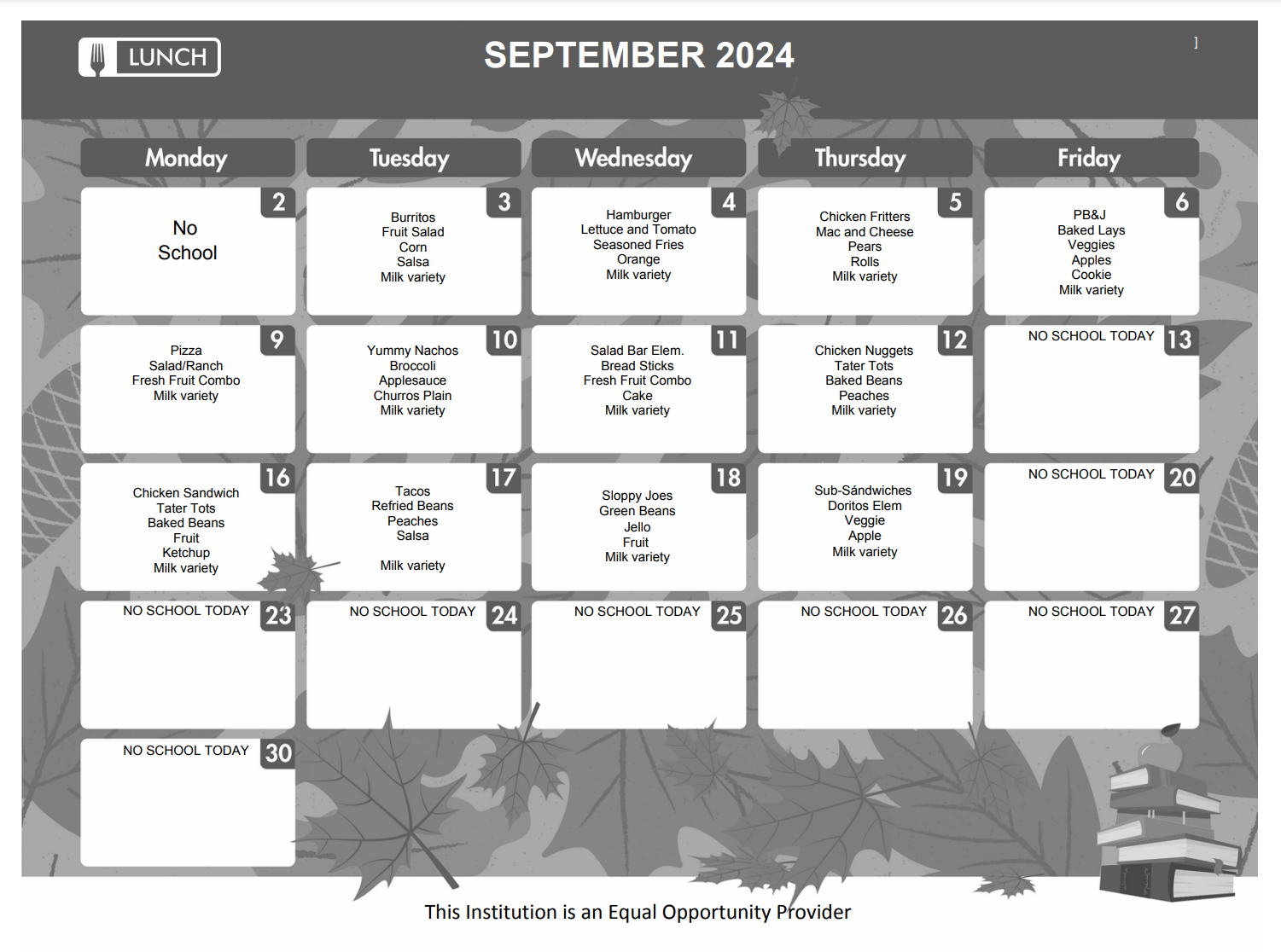 Sep. 2024 Lunch Menu