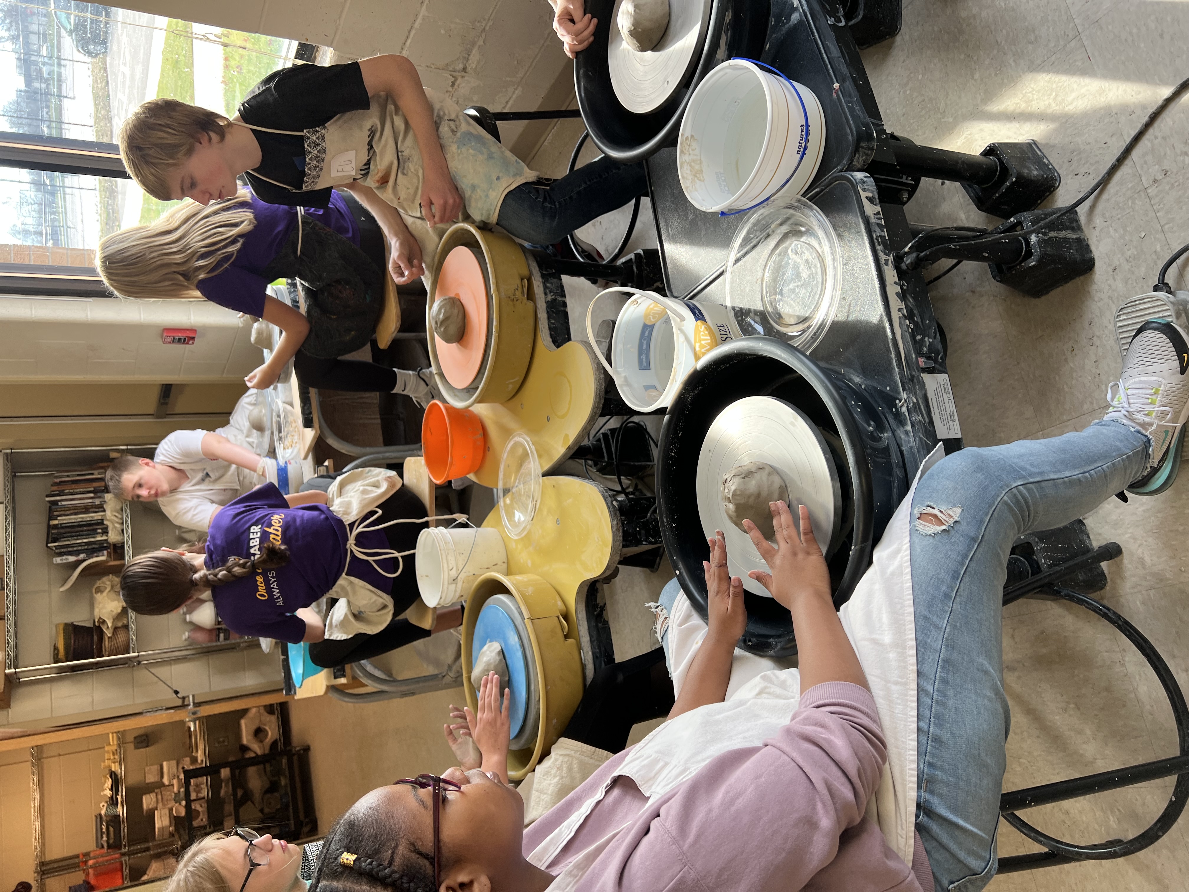 CDMS Art class making pottery