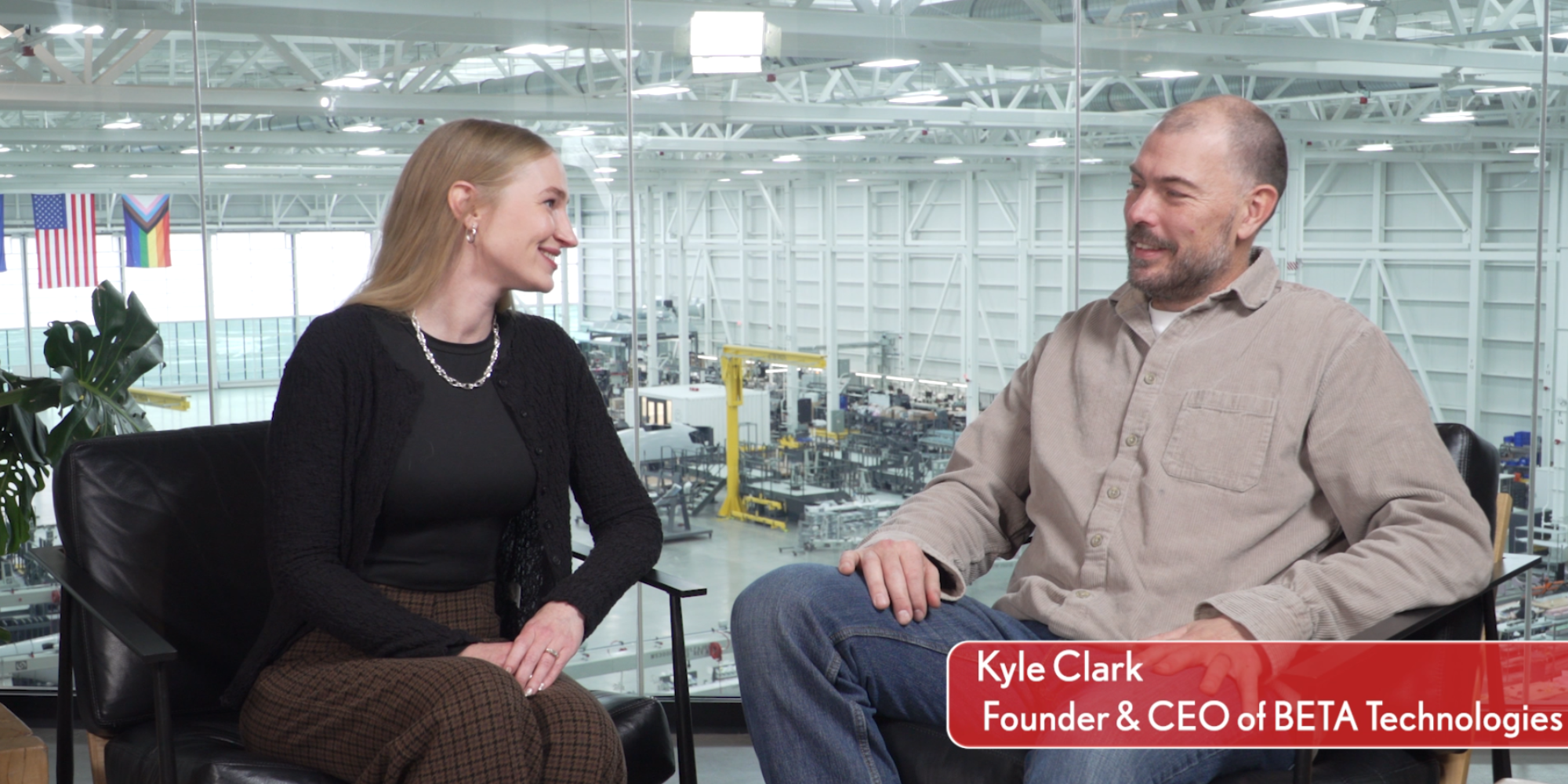 Kyle Clark being interviewed