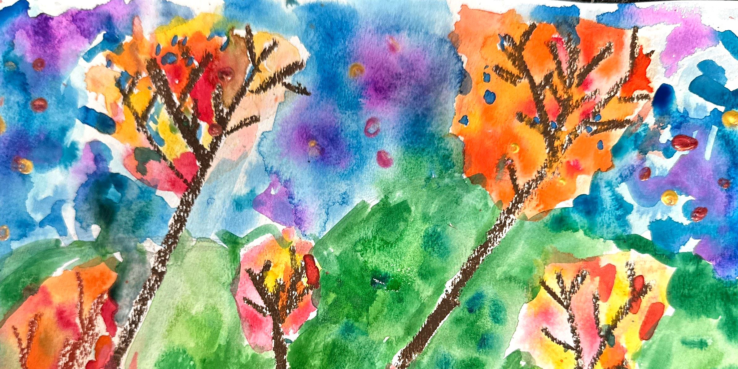 Painting of trees in the fall