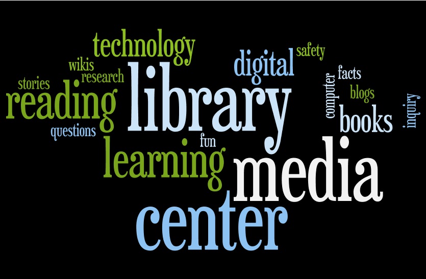 word wall about libraries and media centers