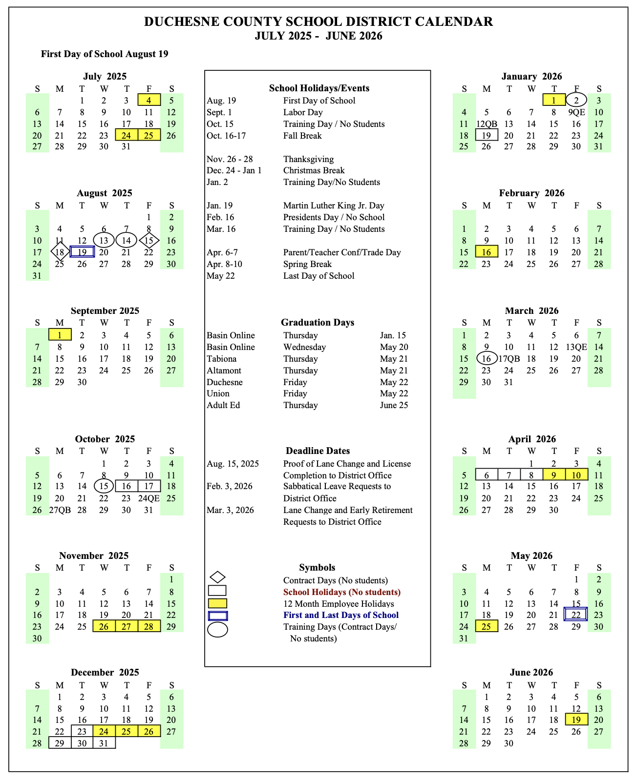 25-26 DCSD Calendar