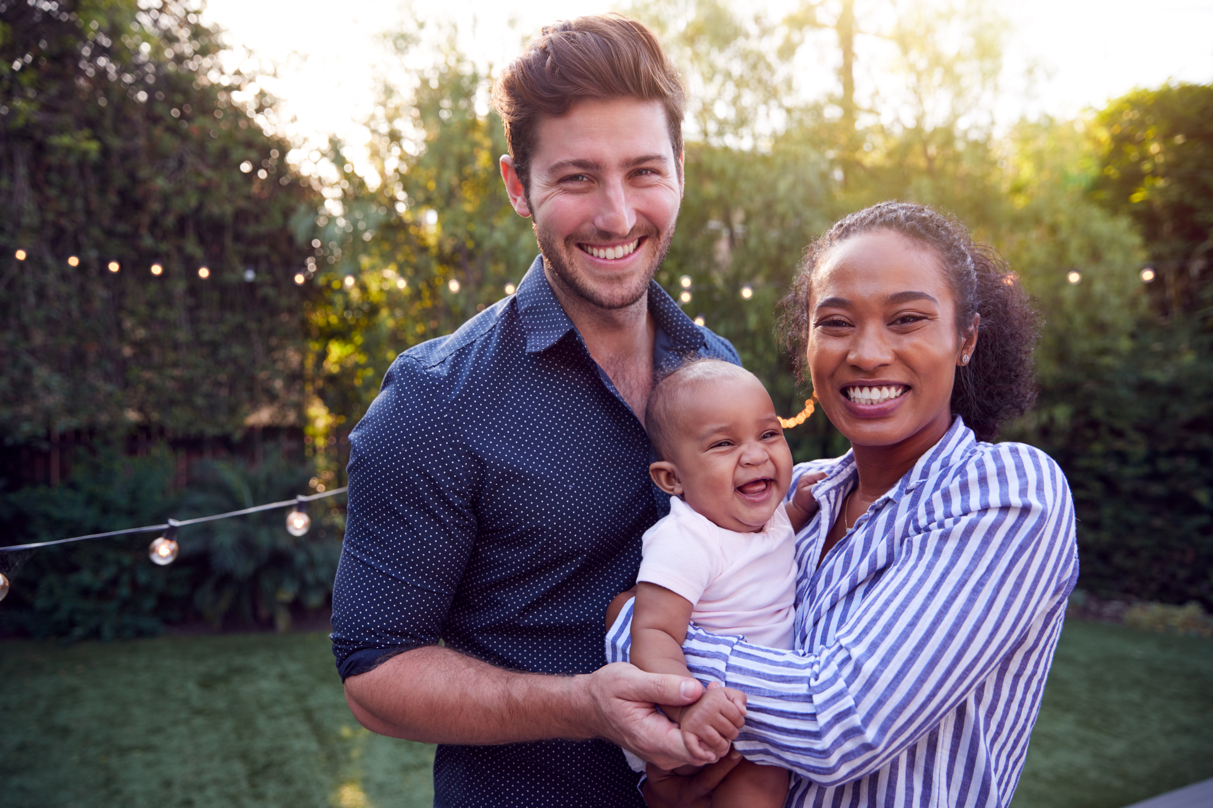 Family in garden