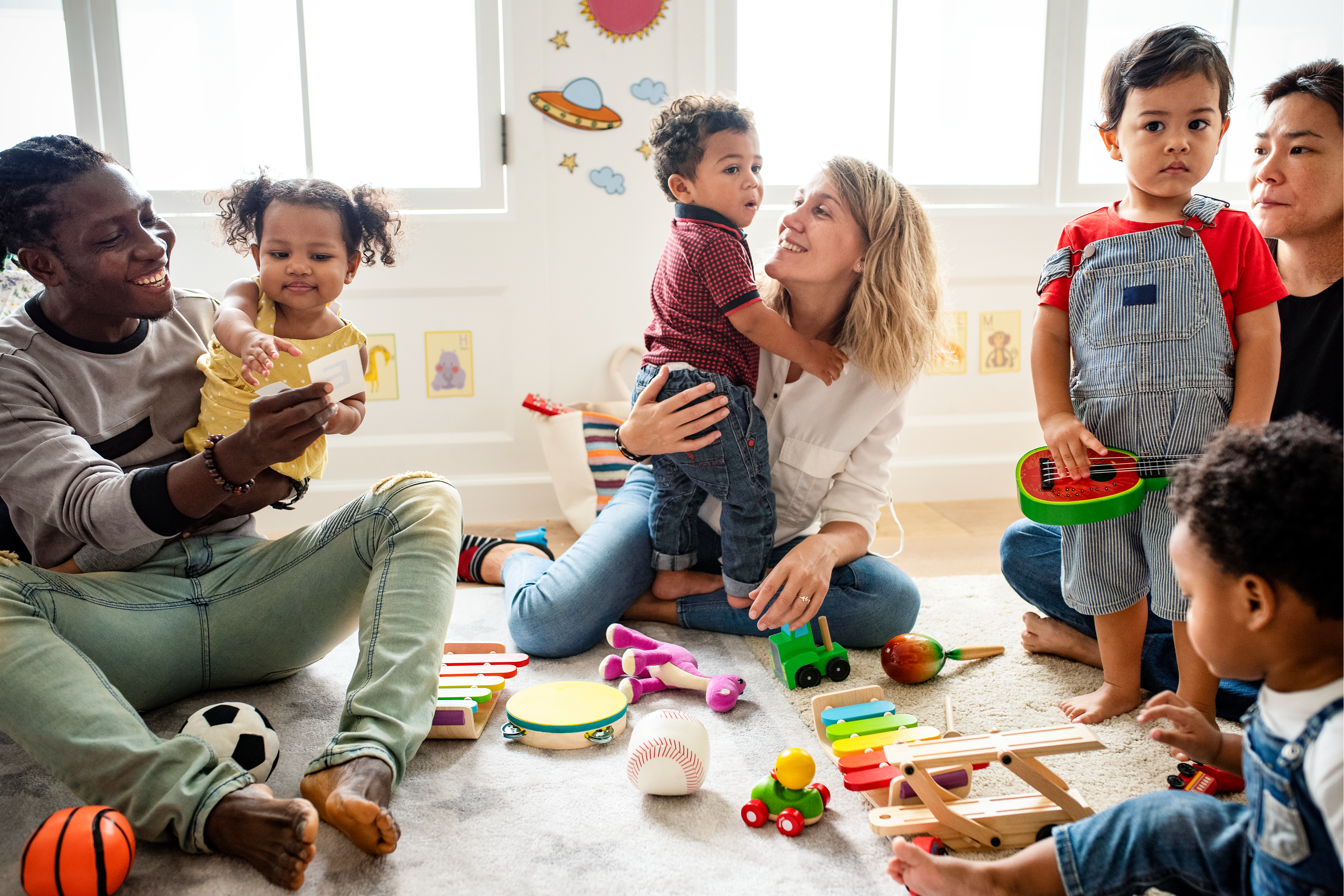 Diverse families at playgroup