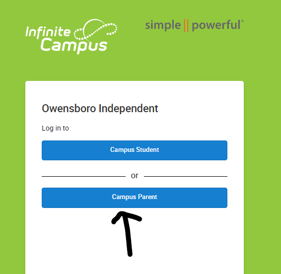 Screenshot showing you the location to click "Campus Parent"