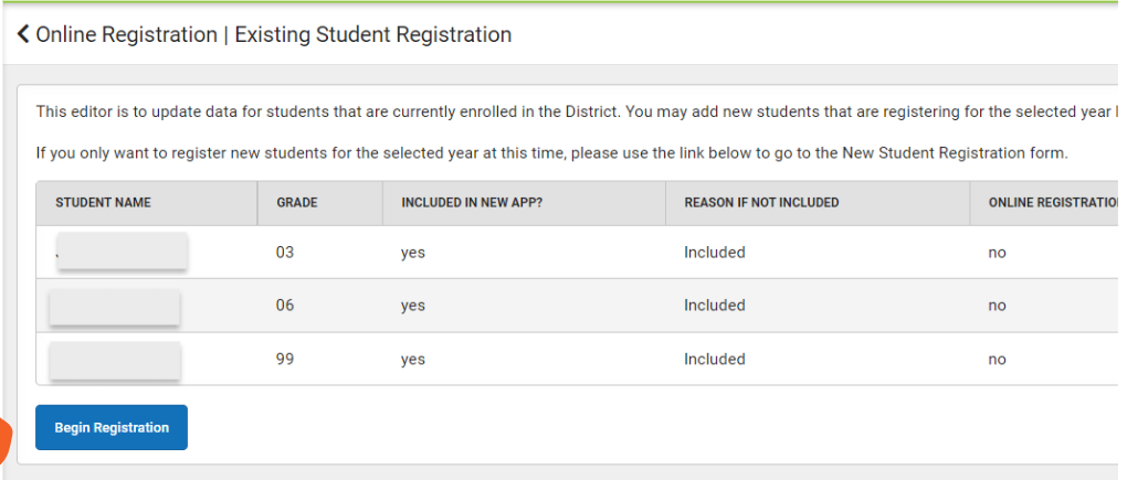 Screenshot example of where the students names would be listed