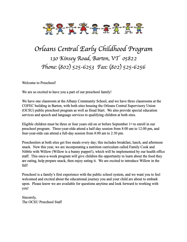 Welcome Letter