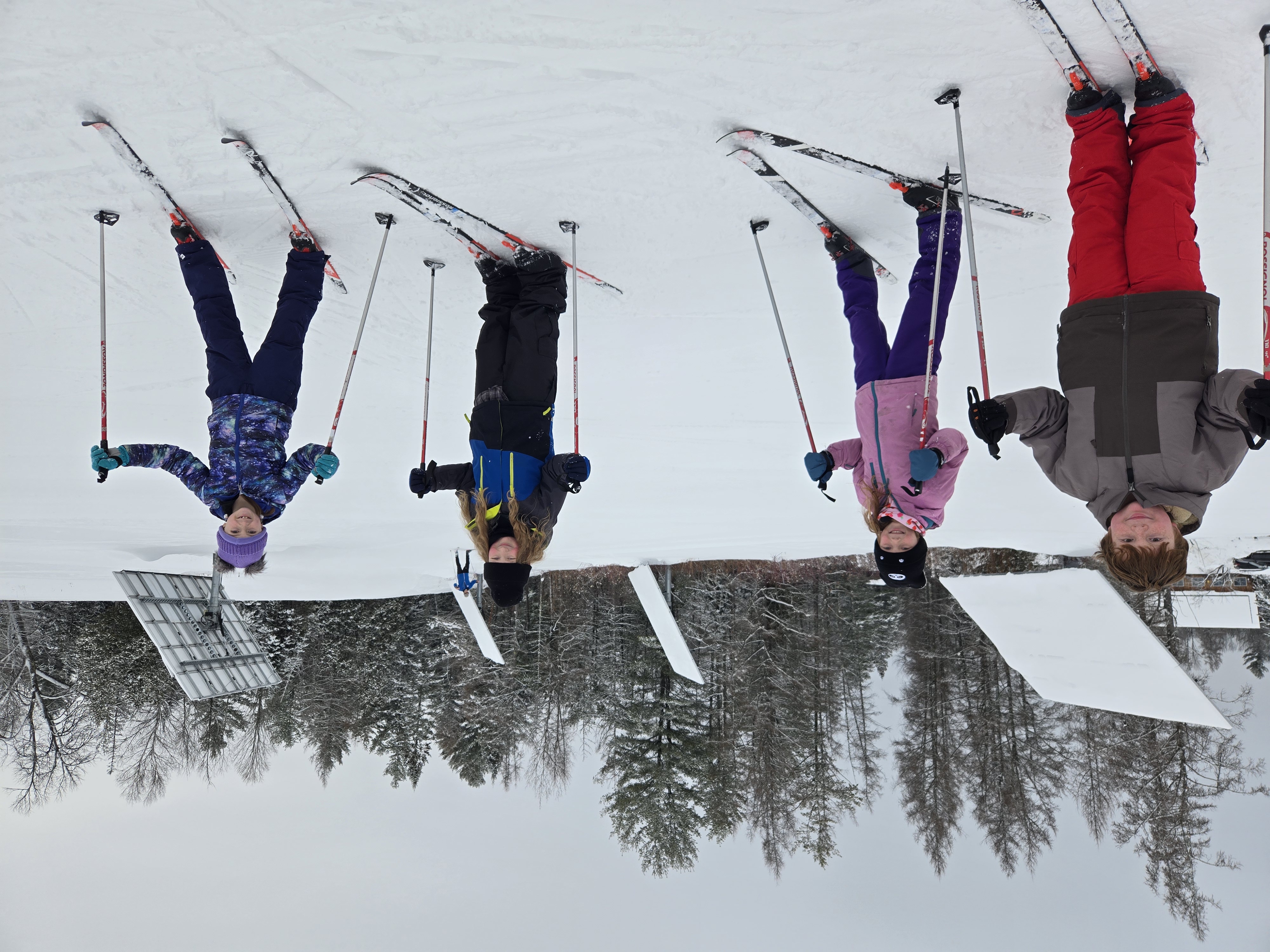 students cross country skiing for winter activities 