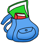 A drawing of a blue backpack.