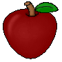 A drawing of an apple.