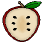 A drawing of a half apple.