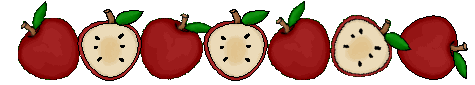 A drawing of many apples on a row.