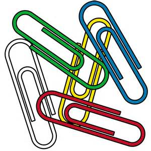 A drawing of 5 colorful clips.