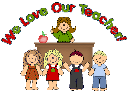 We Love Our Teachers! A drawing of a teacher with 4 students.