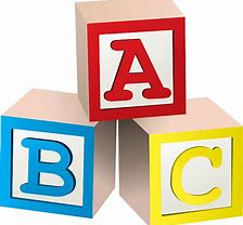 A photo of 3 wooden blocks with the ABC.
