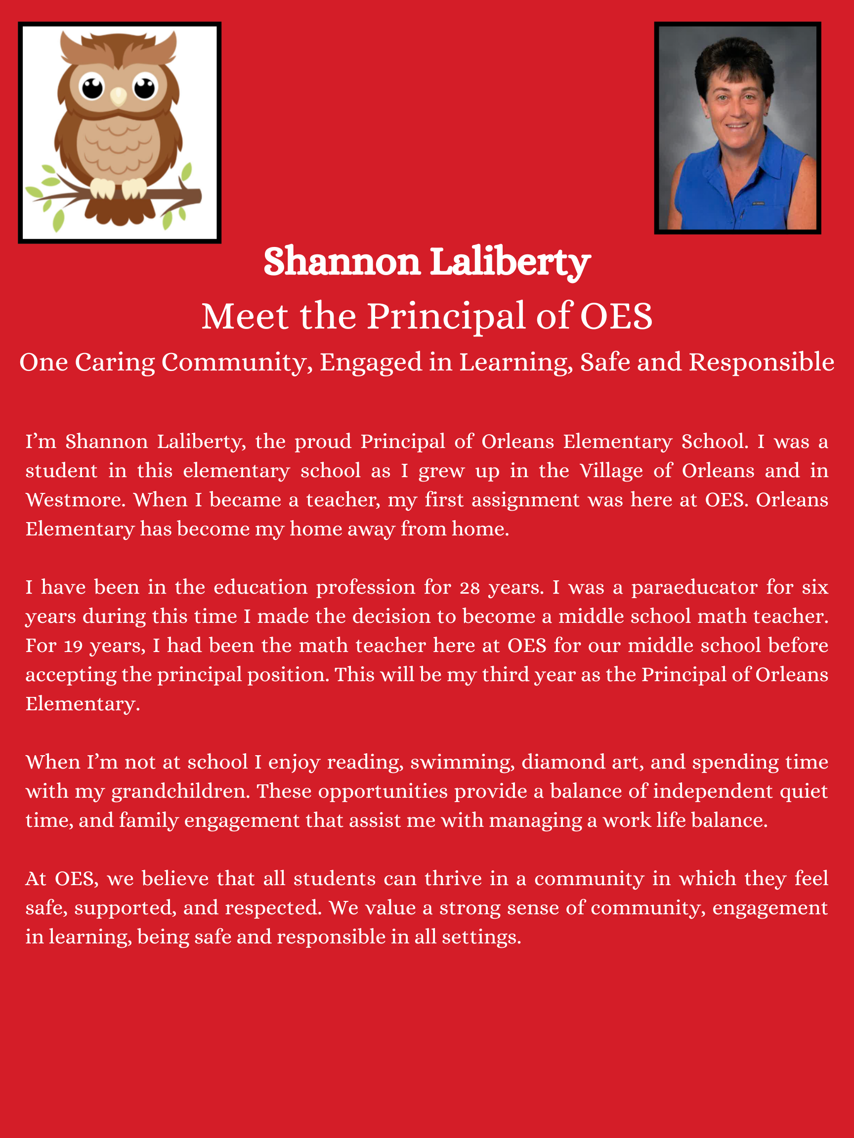 OES Principal Welcome Letter