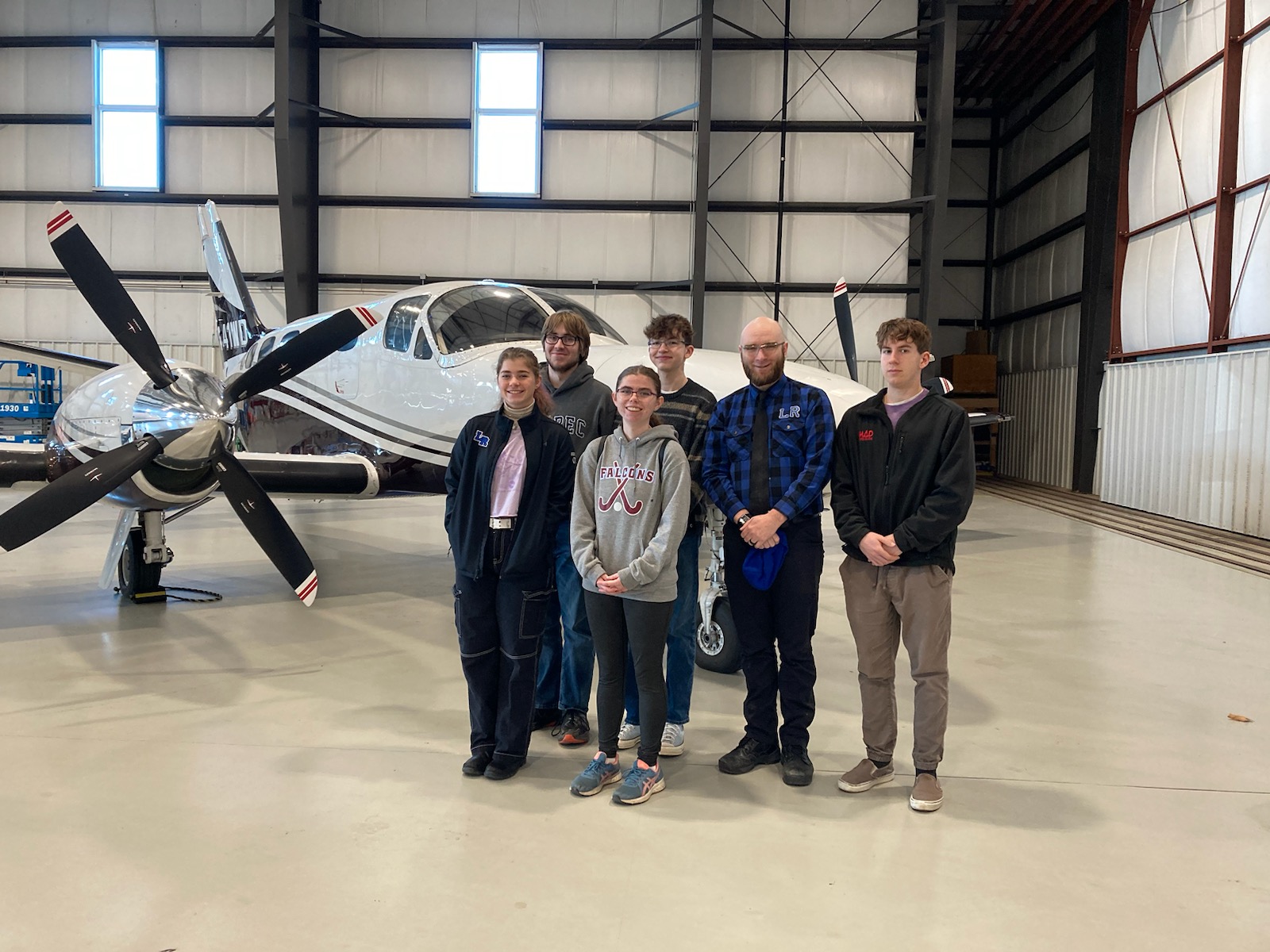 AP Physics 1 crew touring Heritage Aviation at Burlington Airport