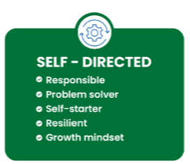 Self Directed - Responsible; Problem solver; Self-starter; Resilient; Growth mindset