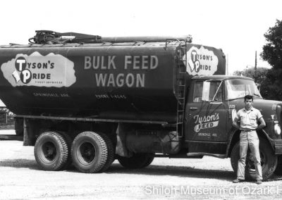Tyson’s Pride bulk-feed wagon, Springdale, 1963. Tyson Foods Collection (S-90-154-74)