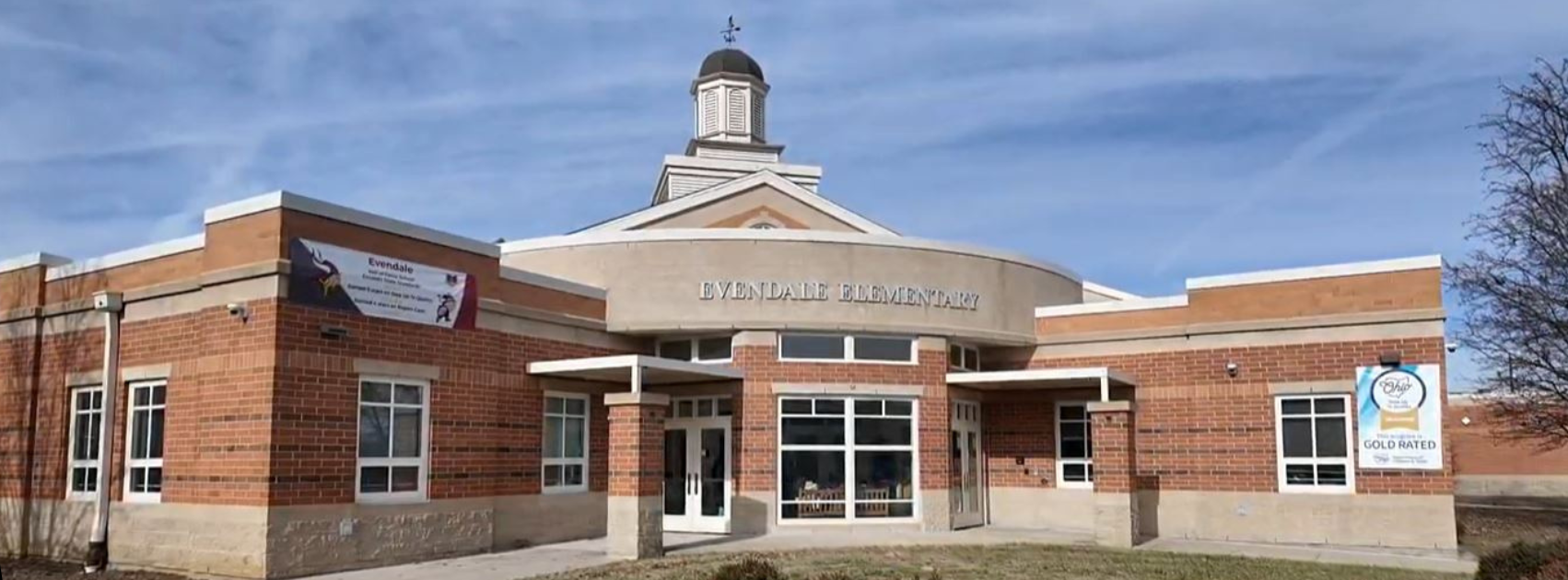 Evendale Elementary building on a clear day