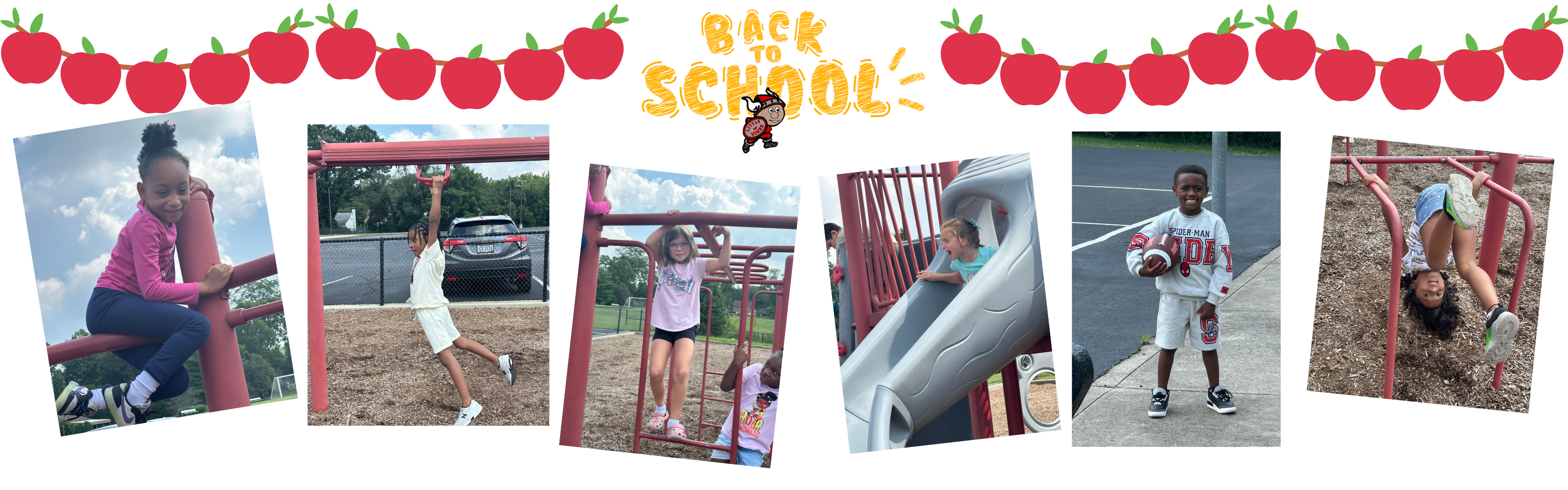 Back to School text with photos of students on the first day of schoo.