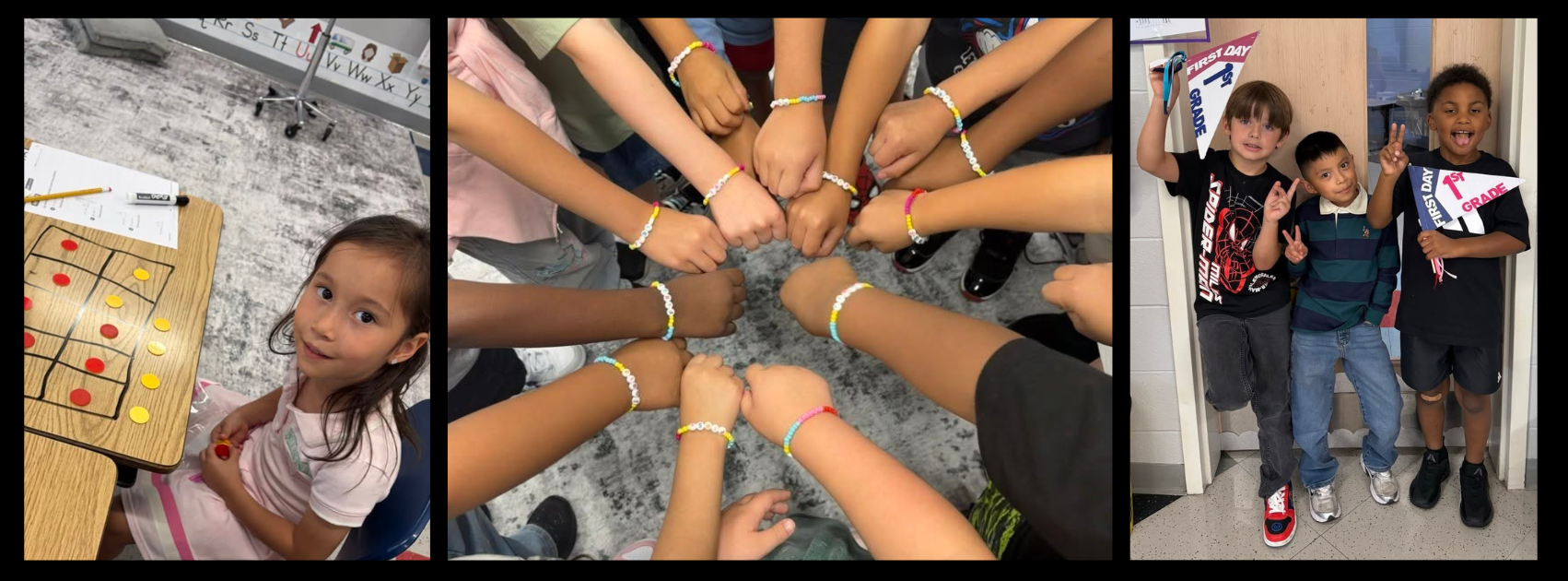 Photos of students at Sharonville Elementary doing a hands-on activity during the first week of school in 2026.