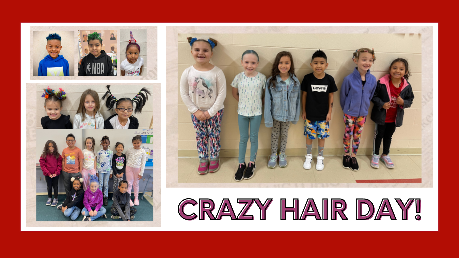 Collection of students with crazy hair