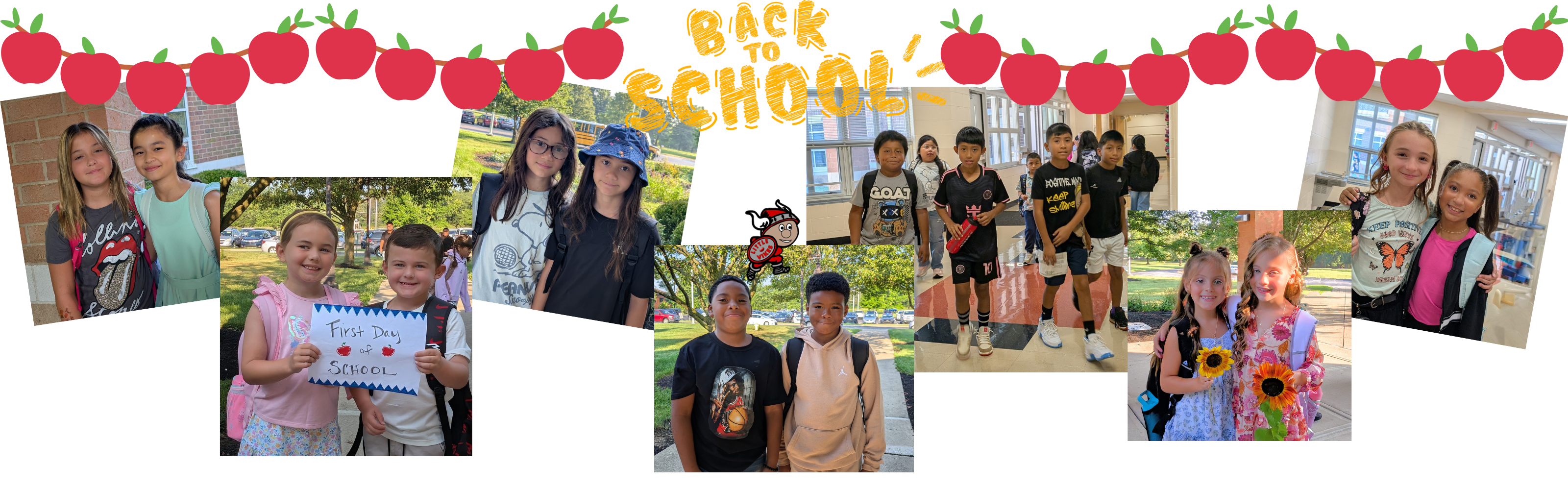 photo collage of students first day of school