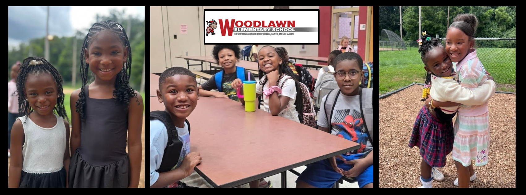 Three photos of Woodlawn students doing a hands-on activity during the second week of school in 2026.