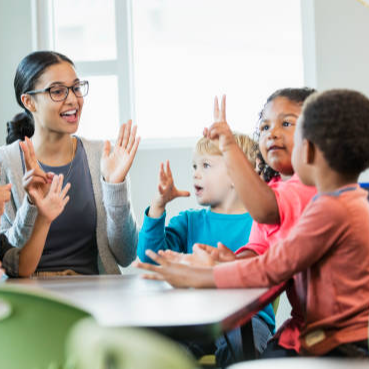 Teacher playing with Students