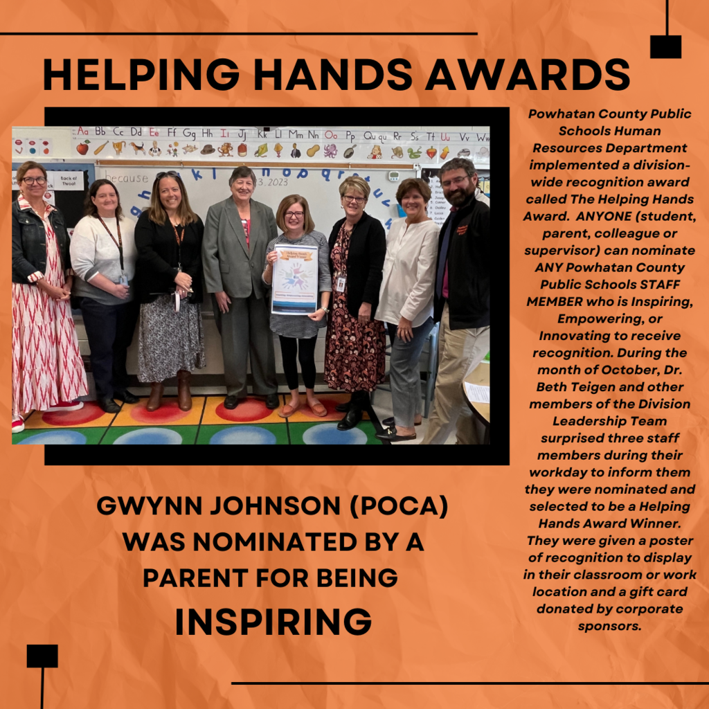 Gwynn Johnson Helping Hands Award Recognition