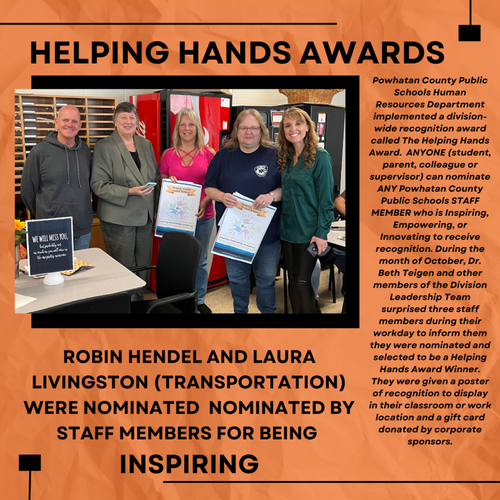 Transportation Staff Helping Hands Award Recognition