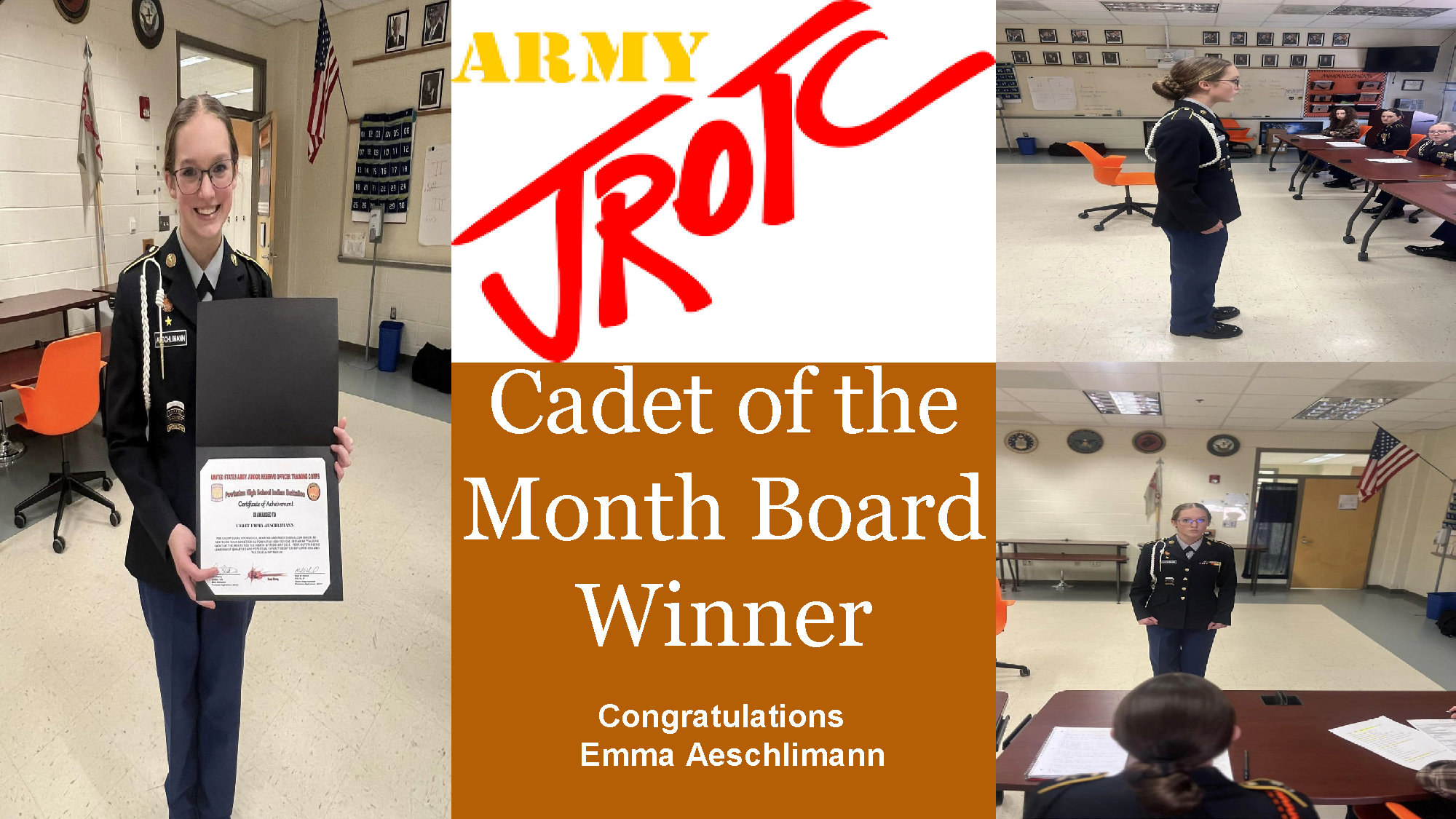 February 20th, we held our Cadet of the Month Board. Cadets are asked a series of questions form a panel of 4 to 5 people and they must answer correctly. The Cadet with the highest points wins.