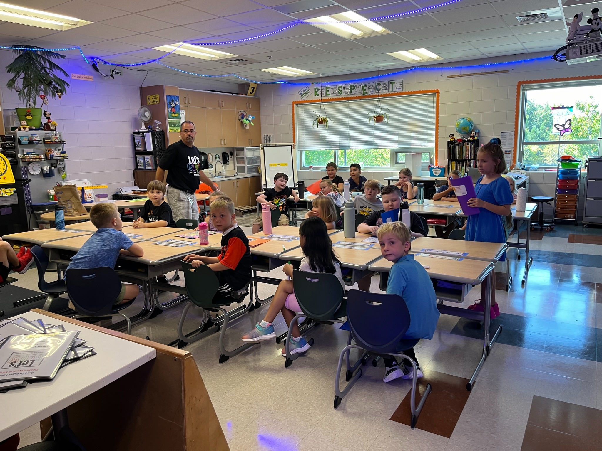 students in classroom on the first day of school