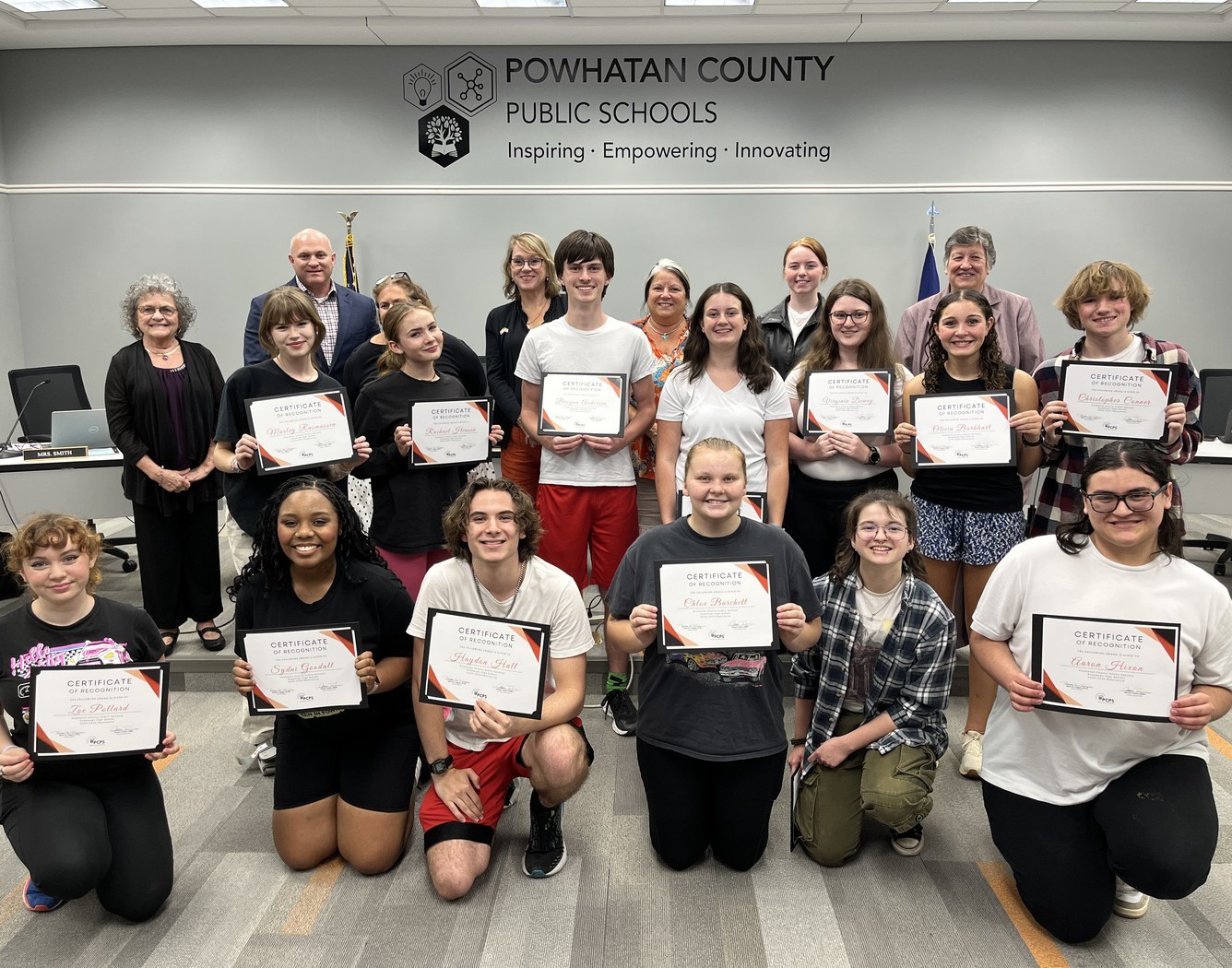 The Resonance Team being recognized for winning Grand Champion at school board meeting.